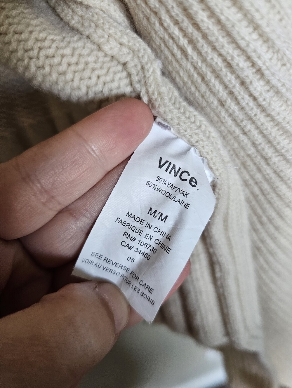 Vince Yak Wool Blend Cream Open-Front Draped Cardigan - Picture 6 of 6